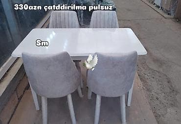 madeyra metbex stolu: Mətbəx üçün, Yeni, Açılmayan, Dördbucaq masa, 4 stul — 1