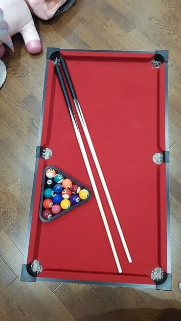 бассейны на ножках: Uşaq billiard masası – komplekt - Kompakt ölçülü, qırmızı örtüklü — 1