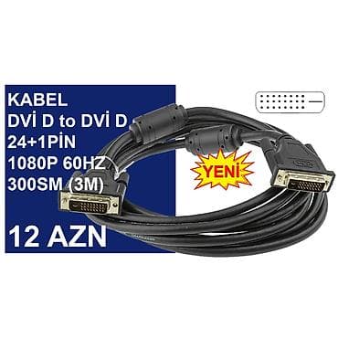 dvi kabel: DVİ Kabellər ⭐Display Port to DVİ D 1,8m 1080P 60HZ – 15 AZN ⭐DVİ D — 7