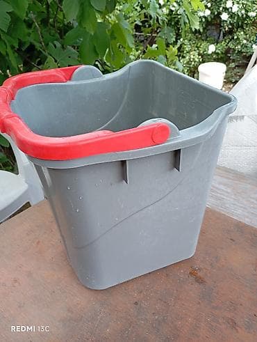 pla filament: Plastik kvadrat mop vedrəsi - Rəng: boz gövdə, qırmızı üst hissə - — 3