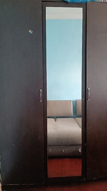 teze dolablar: 3 qapılı, Güzgülü, Qəhvəyi, Digər material, Açılan, Düz dolab — 1