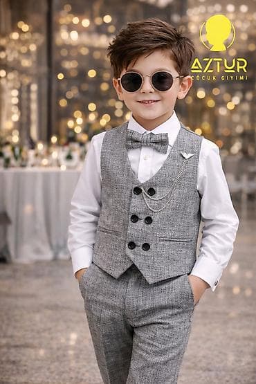 Uşaq ayaqqabıları: Oğlan uşaqları üçün üçlü dəst – klassik üslub - Komplekt: jilet + — 3