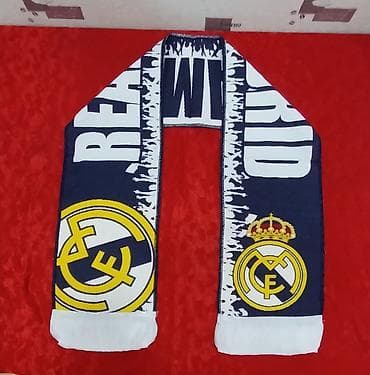 demir sac: Real Madrid azarkeş şərfi - Rənglər: tünd göy–ağ zolaqlı dizayn - — 10