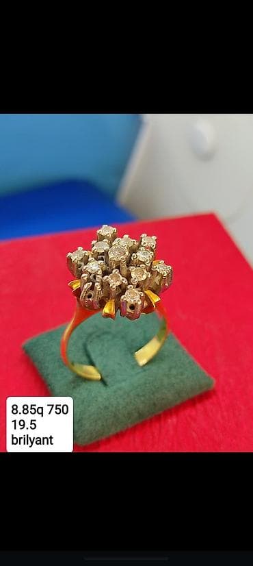xonca bezedilmesi: Üzük, Ağ qızıl, 750 Əyar, Brilyant, 0.26-0.50 Karat — 6