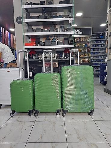 çamta: Yük daşıma üçün 3-lü sərt korpuslu çamadan dəsti - Rəng: yaşıl - — 1