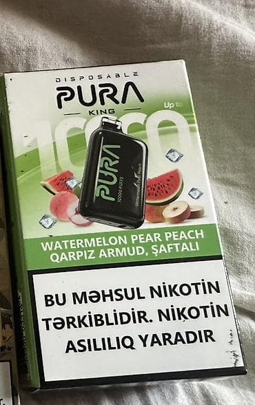 waka 10000: PURA King Disposable – 10000 puffs Ləzzət: Qarpız, armud, şaftalı — 1