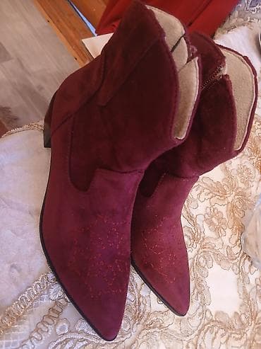 parasut salvar: Qadın üçün qısa çəkmə – bordo rəng 65 razmer - Material: süet — 5