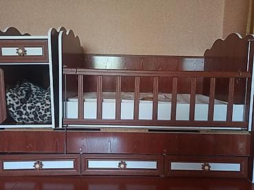 uşaq kravatları 2 mertebe: Uşaq beşiyi və komodlu modul dəsti - Material: taxta/laminat, tünd — 1