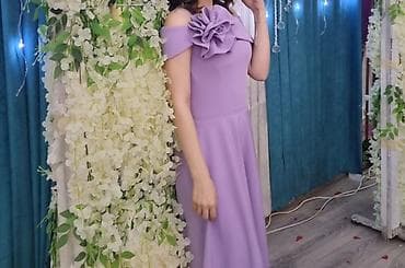 Lilac rəngdə, zərif axıcı parçadan maxi uzunluqda ziyafət/libas. - — 3