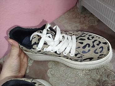 ketalar: Leopar naxışlı qadın krossovkası - Üst material: parça/tekstil, bej — 1