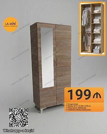 qab dolabi: 2 qapılı paltar dolabı – LA Mini - Material və dizayn: Taxta — 1