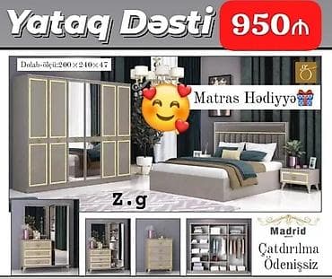 İkinəfərlik çarpayı, Termo, Dolab, 2 tumba, Azərbaycan, Yeni