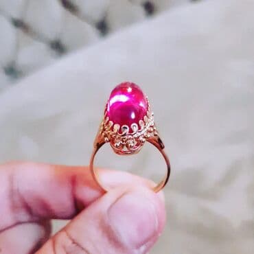 yaqut qaşlı üzük: Toy, Üzük, Çəhrayı qızıl, 583 Əyar, Yaqut — 5