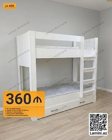 usag maneji: İki mərtəbəli çarpayı – La Mini - Material: ağ rəngli korpus, möhkəm — 1
