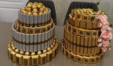 Şokolad buketi – çoxmərtəbəli “tort” kompozisiyası - Kompozisiya