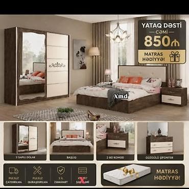kunc dolablar: Yataq + Qonaq + Künc Divan Dəsti – birlikdə Paketin tərkibi: - Yataq — 7