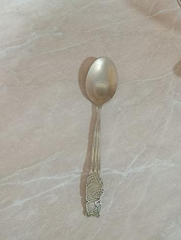Uşaq qaşığı – metal, dekorativ saplı - Material: metal (gümüşü — 1