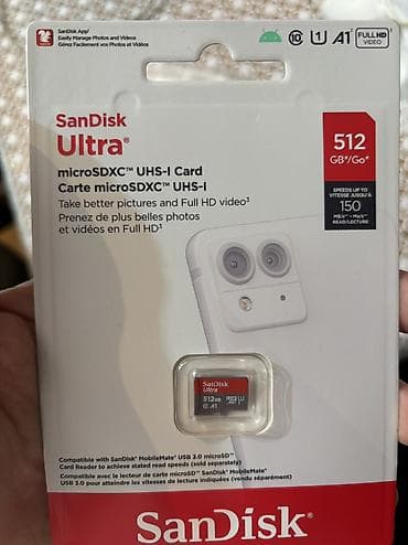 Sandisk 512GB SD kart. Yenidir, istifadə olunmayıb
