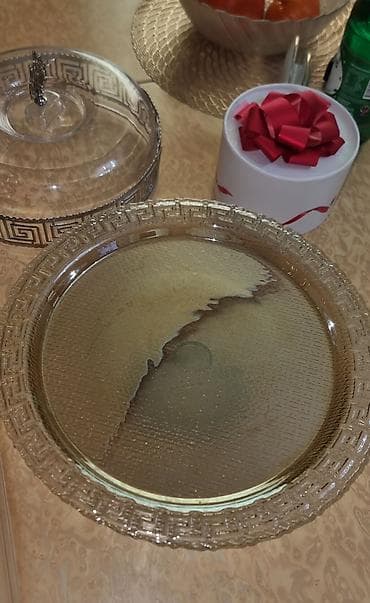 yun xalça: Tort və şiriniyyat qabı, rəng - Gümüşü, Şüşə, Türkiyə — 4