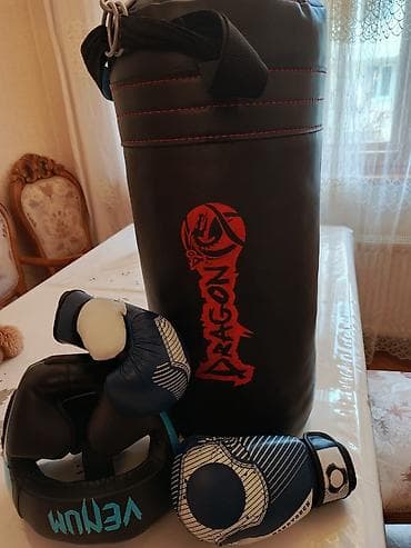 king boks: Boks/MMA üçün komplekt - Qum torbası: “DRAGON” loqolu, silindrik — 4