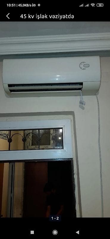 kondisioner 40 kv: 45 kv kondisaner ela vəziyyətdədir işlək vəziyyətdə 3,5 borusu var — 1