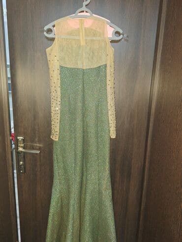 toxunma don: Zərif ziyafət/libas - Rəng: yaşıl parıltılı əsas, bədən rəngli tüllə — 2