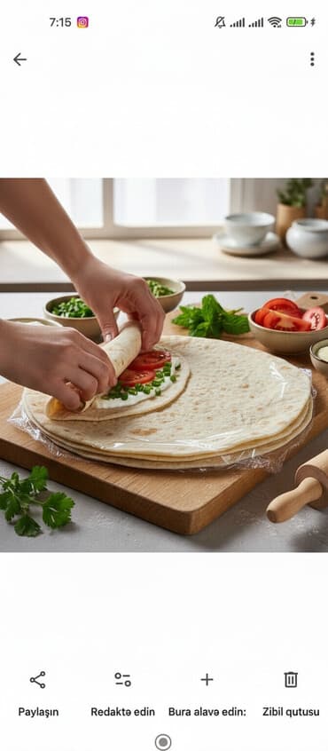 tort ucun sekilli vafli ler: Məhsul: Lavaş (nazik yuxa) Təsvir: - Təndirdə/qızdırılmış səthdə — 2