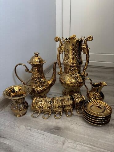 Qəhvə dəsti, rəng - Qızılı — 1