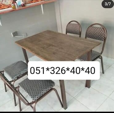 Masa və oturacaq dəstləri: Qonaq otağı üçün, Yeni, Açılan, Dördbucaq masa, 2 stul — 4