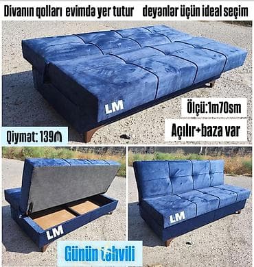 Mini-divan, Açılan, Bazalı, Parça, Çatdırılma yoxdur