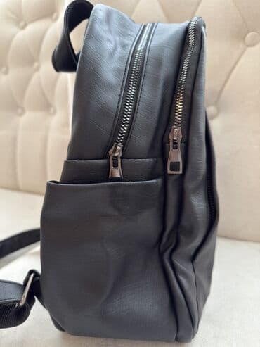 сумка на плечо: Qara dəri effektli günlük çanta/rüqsak - Material: yumşaq dəriyə — 4