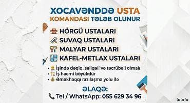 malyar işleri: Malyar tələb olunur, 6/1, İşəmuzd ödəniş, 1 ildən az təcrübə — 1