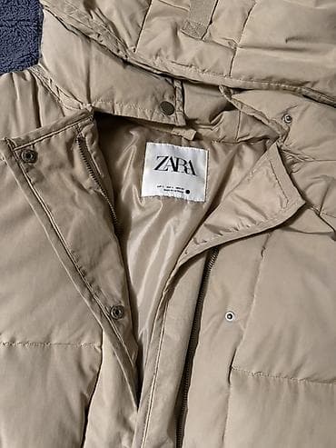 zara pencek: ZARA qadın puffer gödəkçə - Rəng: bej - Model: kapüşonlu, beldə — 2