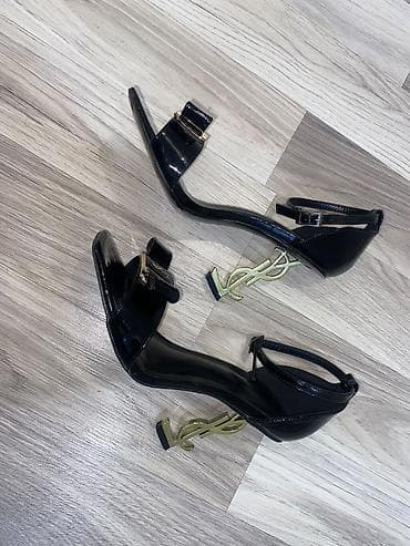 ysl ayaqqabı: Qadın açıq burunlu, ayaq biləyi qayışlı yüksək daban ayaqqabı. - Rəng — 4