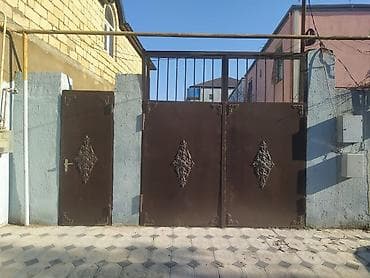 Ворота и комплектующие: Железо Дворовые ворота, Механические, С дверью, цвет - Коричневый — 2