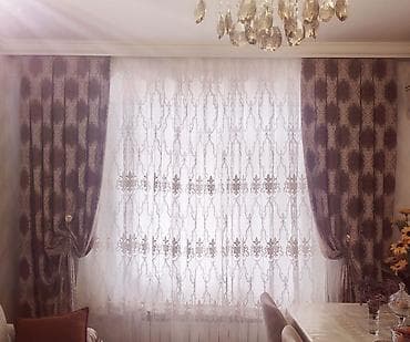 8 mart gullar: Zərif klassik üslubda pərdə dəsti - Dəst: iki tərəfli ağır dekor — 1