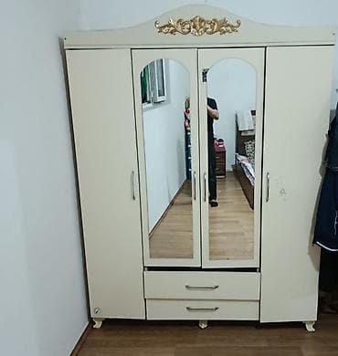 yataq desti teze: 4 qapılı, Güzgülü, Bej, Açılan, Düz dolab — 1