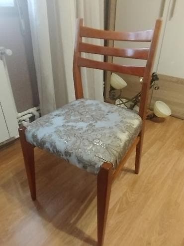 mermer masa: Taxta karkaslı, yumşaq oturacaqlı stul 5 ədəd - Material: cilalanmış — 1
