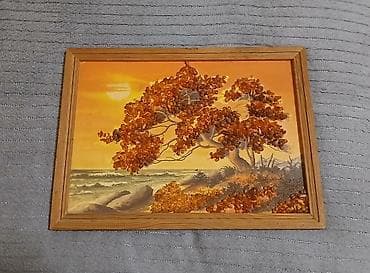 Bayram məhsulları: Картина из натурального янтаря. - Mövzu: gün batımında dəniz — 2