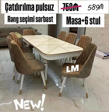 usaq ucun type 0: Qonaq otağı üçün, Yeni, Dördbucaq masa, 6 stul — 1