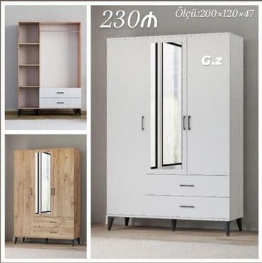 layla mebel: Açılan, 3 qapılı Düz dolab, Qarderob, paltar dolabı — 1