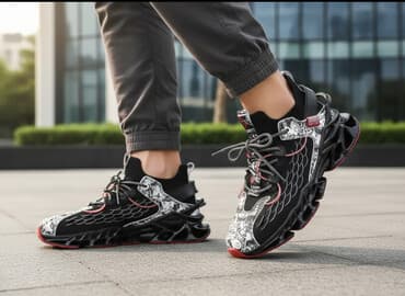 parça mokasinlər: İdman üçün əlverişli qara qırmızı Krossovka - Üst hissə: nəfəsalan — 1