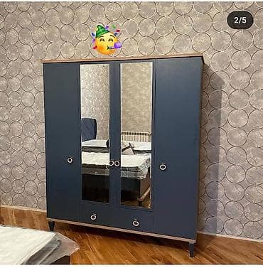 guzgulu dolablar: Dolab yeni qarderob paltar dolabı güzgülü 4 qapılı siyirməli dolab — 1