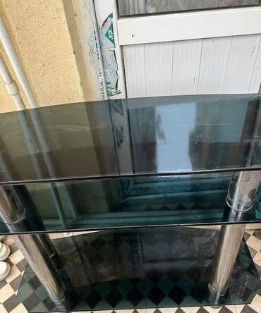 стеллаж для цветов: Düz TV altlığı, Polkalı, Şüşəli — 1