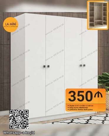 Düz dolab, Paltar üçün, Açılan, 4 qapılı