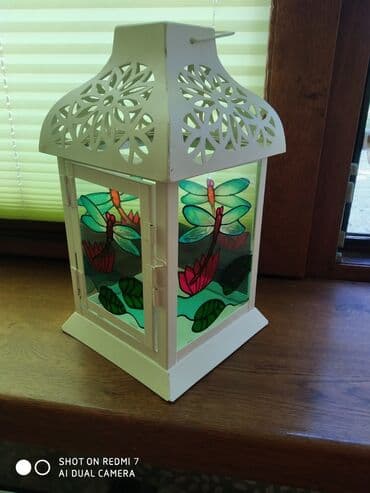 богемское стекло: Фонарь с витражным стеклом — 2