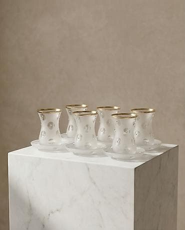 Çay dəsti, rəng - Ağ, Şüşə, 6 nəfərlik, Türkiyə