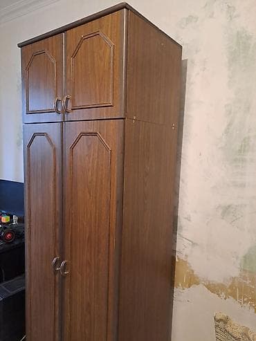 hamam ucun dolab: 4 qapılı, Qəhvəyi, Taxta, Açılan, Düz dolab — 2