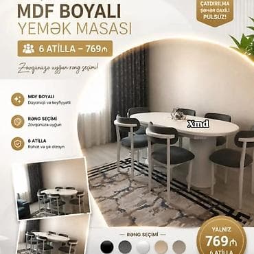 2 ci el seyf qapilar: MDF boyalı yemək masası və yumşaq stul dəstləri – zövqünüzə uyğun — 3