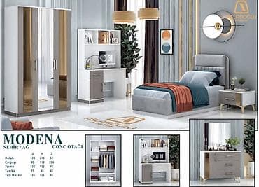 MODENA – Nehir/Ağ gənc otağı dəsti Fabrik istehsalı mebellərin topdan